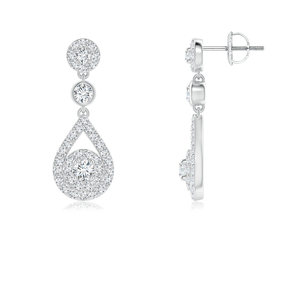 2.2mm GVS2 Diamond Double Halo Teardrop Dangle Earrings in White Gold 