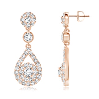 2.8mm GVS2 Diamond Double Halo Teardrop Dangle Earrings in Rose Gold