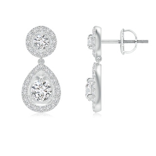 3.5mm HSI2 Round Diamond Teardrop Halo Earrings in White Gold