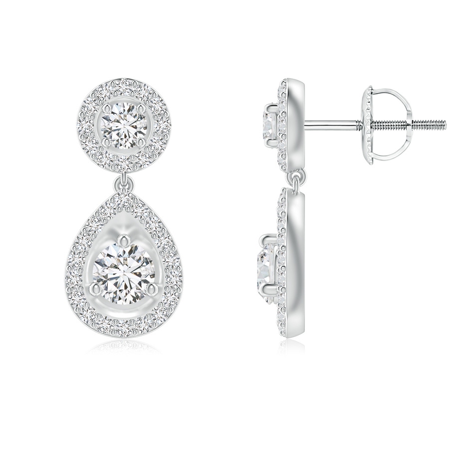 3.5mm HSI2 Round Diamond Teardrop Halo Earrings in White Gold 