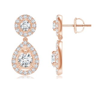 4.1mm GVS2 Round Diamond Teardrop Halo Earrings in Rose Gold