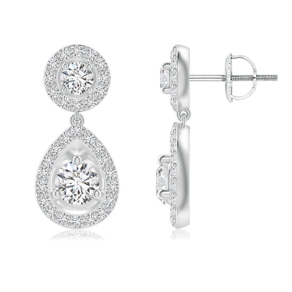 4.1mm HSI2 Round Diamond Teardrop Halo Earrings in White Gold 