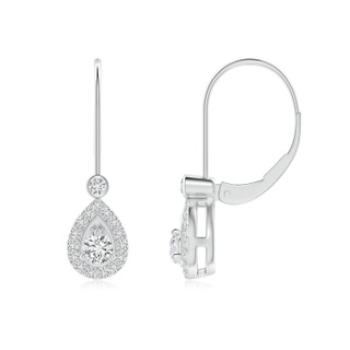 3mm HSI2 Round Diamond Teardrop Halo Leverback Earrings in White Gold