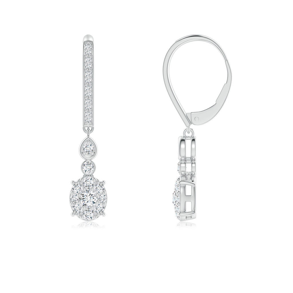 2.5mm GVS2 Round Diamond Clustre Dangle Earrings with Bezel Accents in White Gold