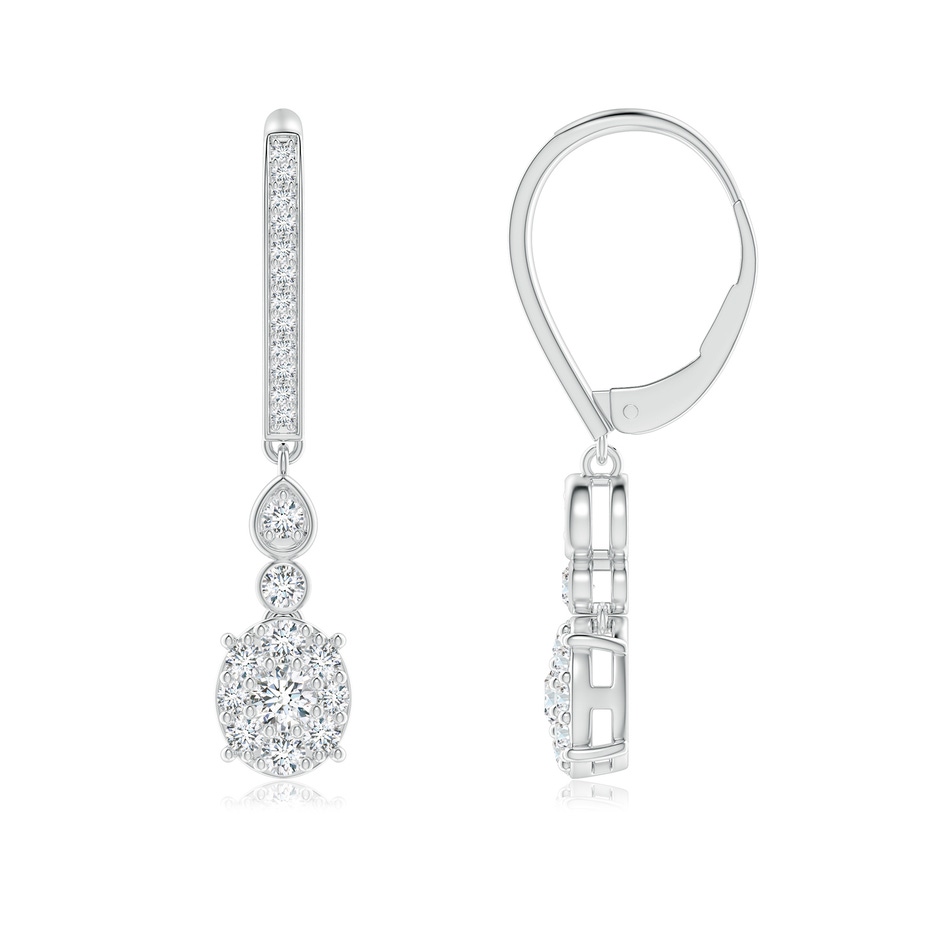 2.8mm GVS2 Round Diamond Clustre Dangle Earrings with Bezel Accents in White Gold 