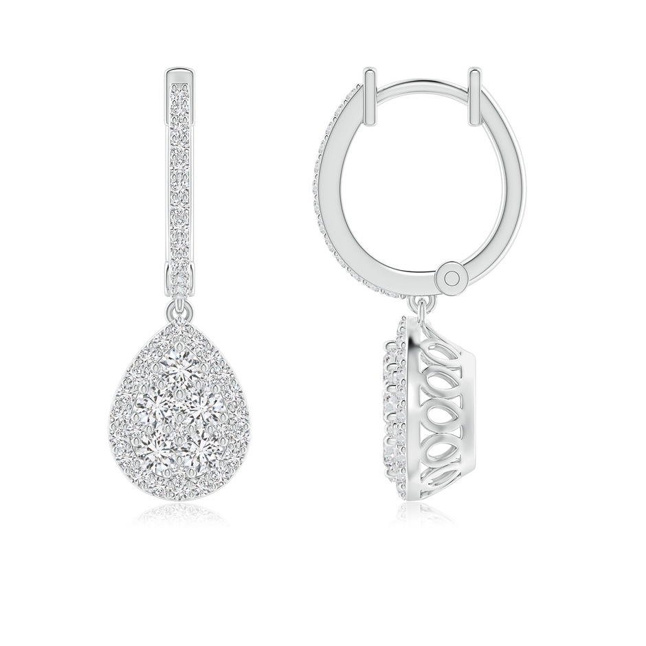 2.4mm HSI2 Round Diamond Cluster Teardrop Earrings in White Gold 