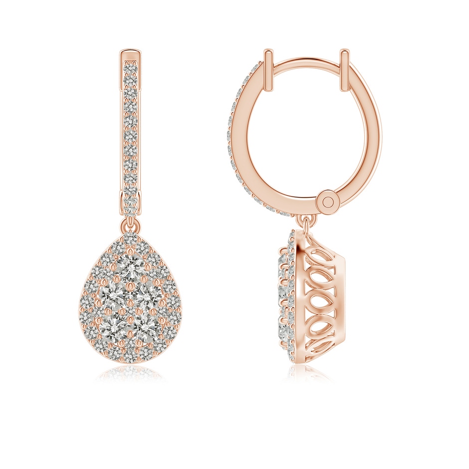2.4mm KI3 Round Diamond Cluster Teardrop Earrings in Rose Gold 