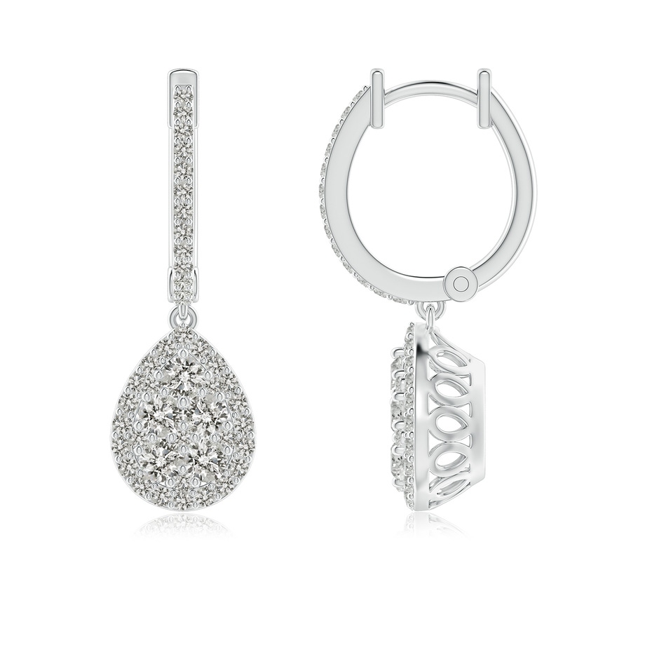 2.4mm KI3 Round Diamond Cluster Teardrop Earrings in White Gold 