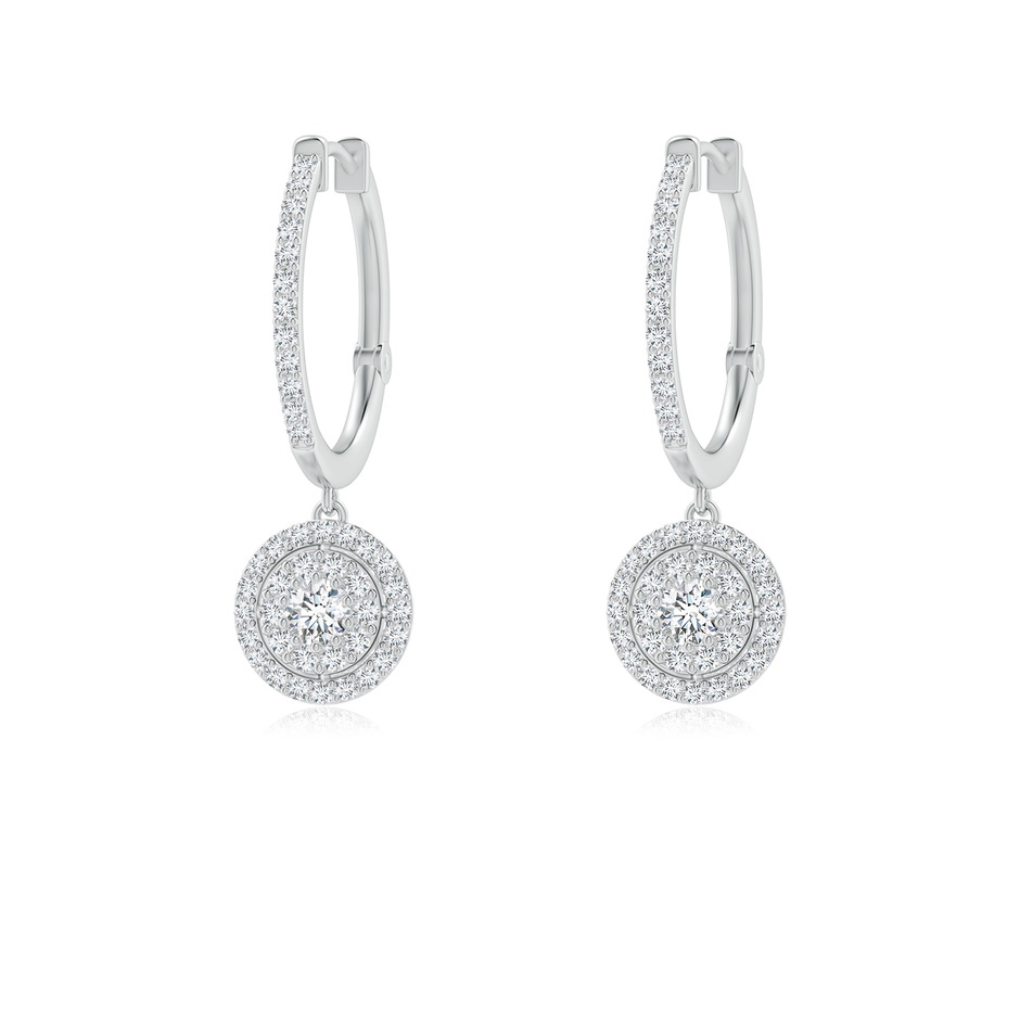 2.5mm GVS2 Round Diamond Clustre Halo Hoop Drop Earrings in White Gold 