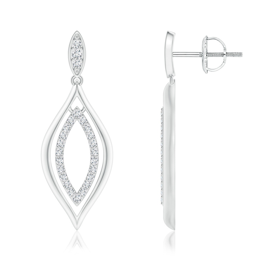 1.3mm GVS2 Diamond Marquise Drop Earrings in White Gold 