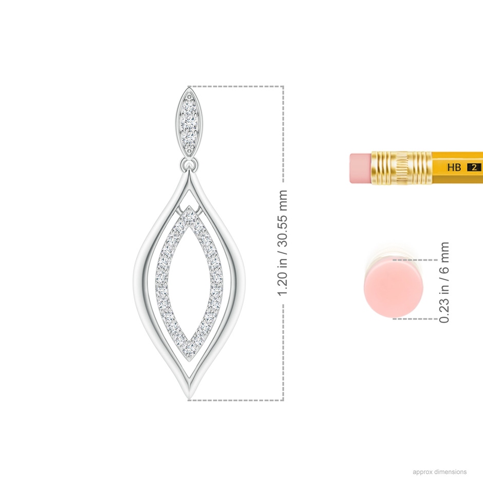 1.3mm GVS2 Diamond Marquise Drop Earrings in White Gold ruler