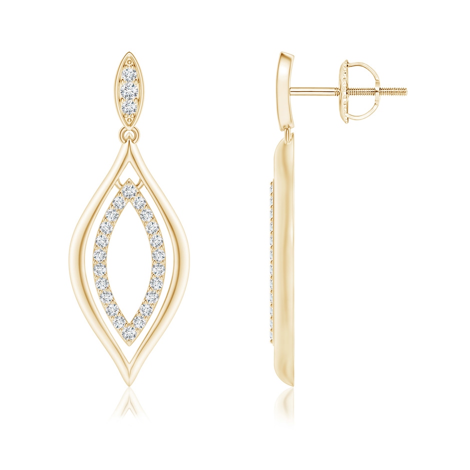1.3mm GVS2 Diamond Marquise Drop Earrings in Yellow Gold 