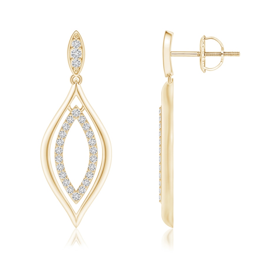 1.3mm HSI2 Diamond Marquise Drop Earrings in Yellow Gold 