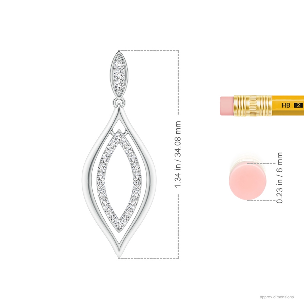 1.45mm HSI2 Diamond Marquise Drop Earrings in White Gold Ruler