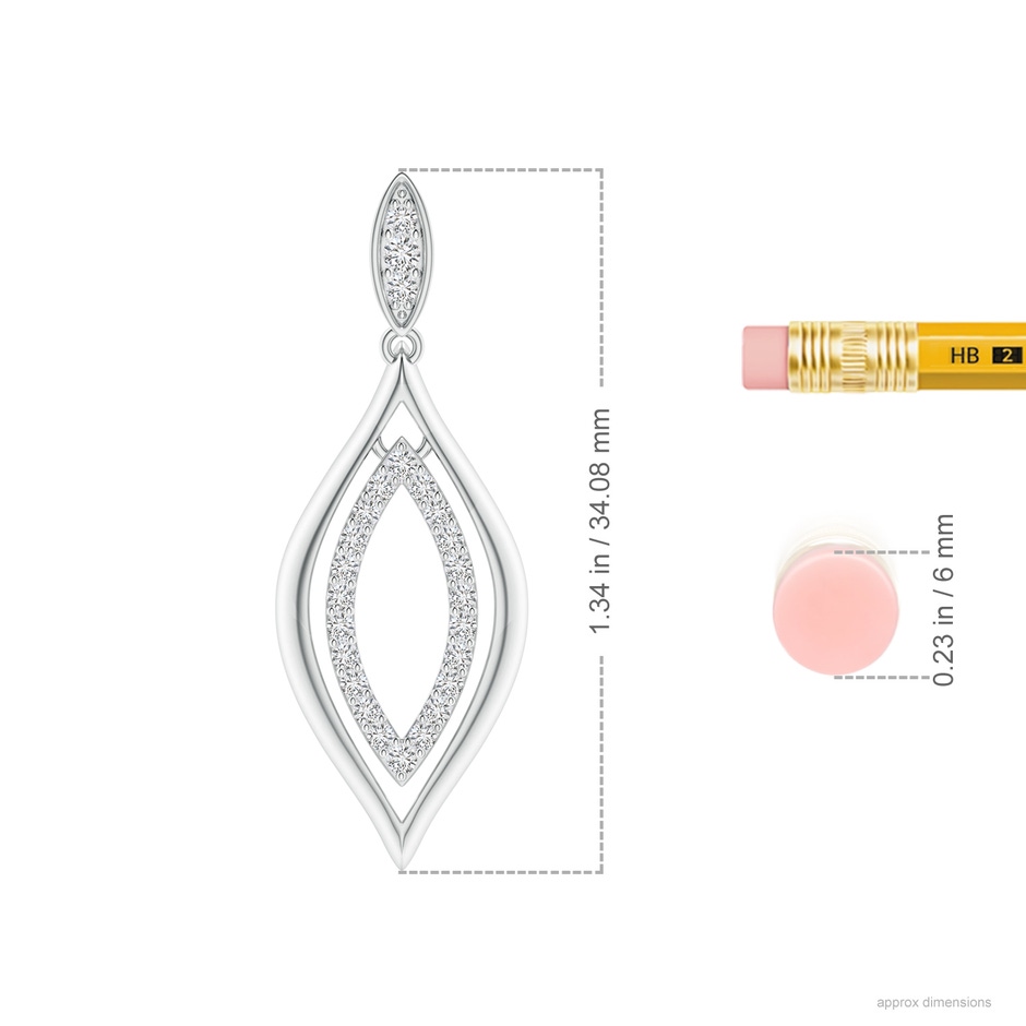 1.45mm HSI2 Diamond Marquise Drop Earrings in White Gold ruler