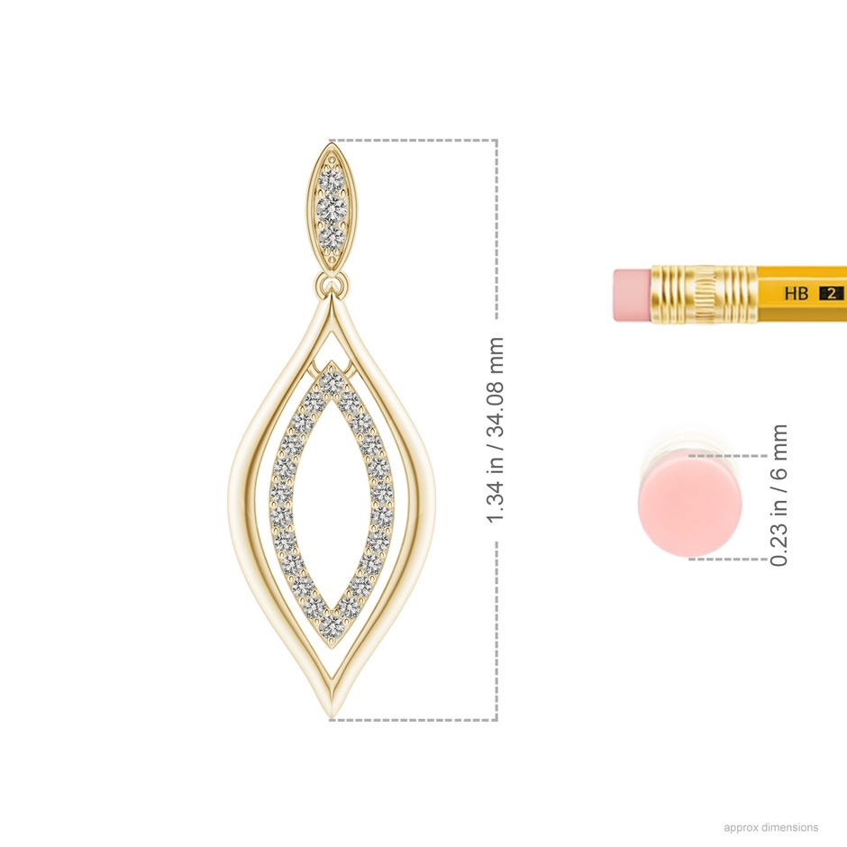 1.45mm KI3 Diamond Marquise Drop Earrings in Yellow Gold ruler