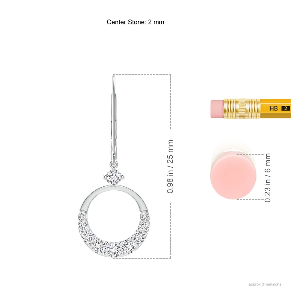 2mm HSI2 Graduated Diamond Round Drop Earrings in White Gold ruler