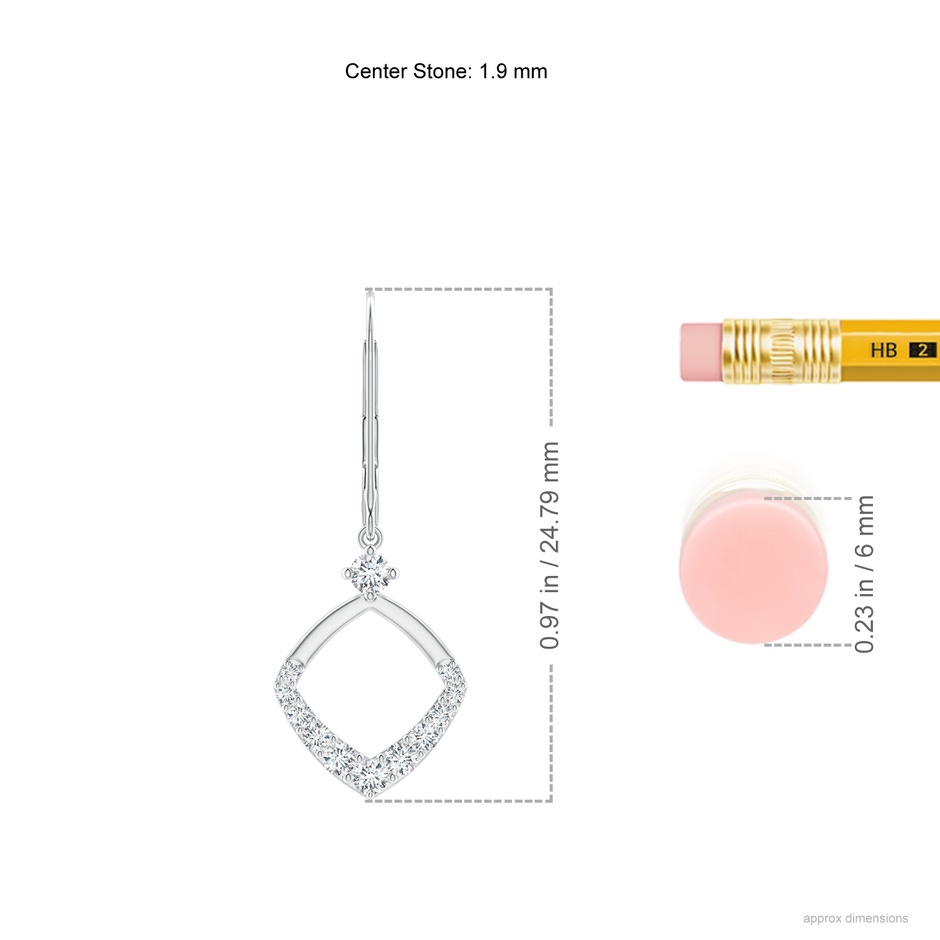 1.9mm GVS2 Prong-Set Diamond Rhombus Drop Earrings in P950 Platinum ruler