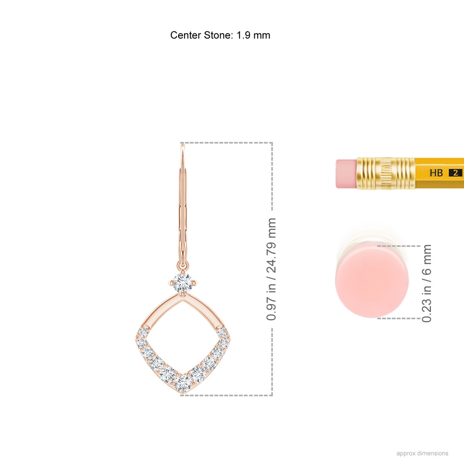 1.9mm GVS2 Prong-Set Diamond Rhombus Drop Earrings in Rose Gold ruler