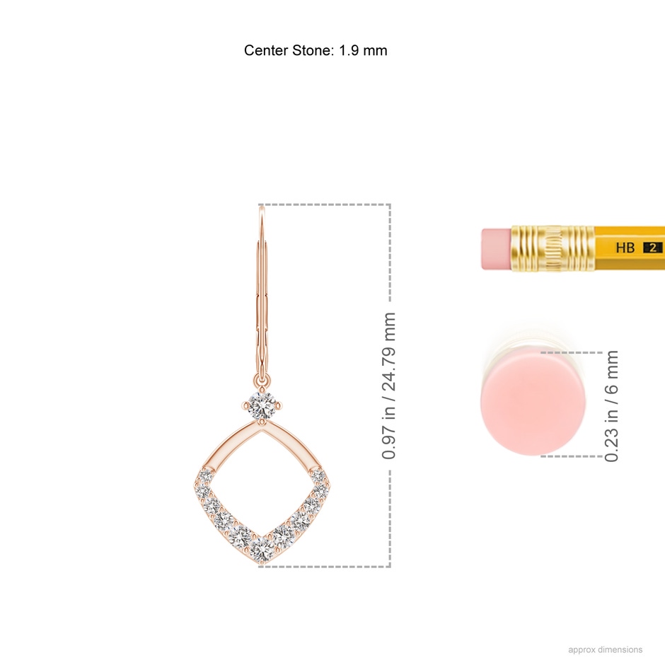 1.9mm IJI1I2 Prong-Set Diamond Rhombus Drop Earrings in Rose Gold ruler