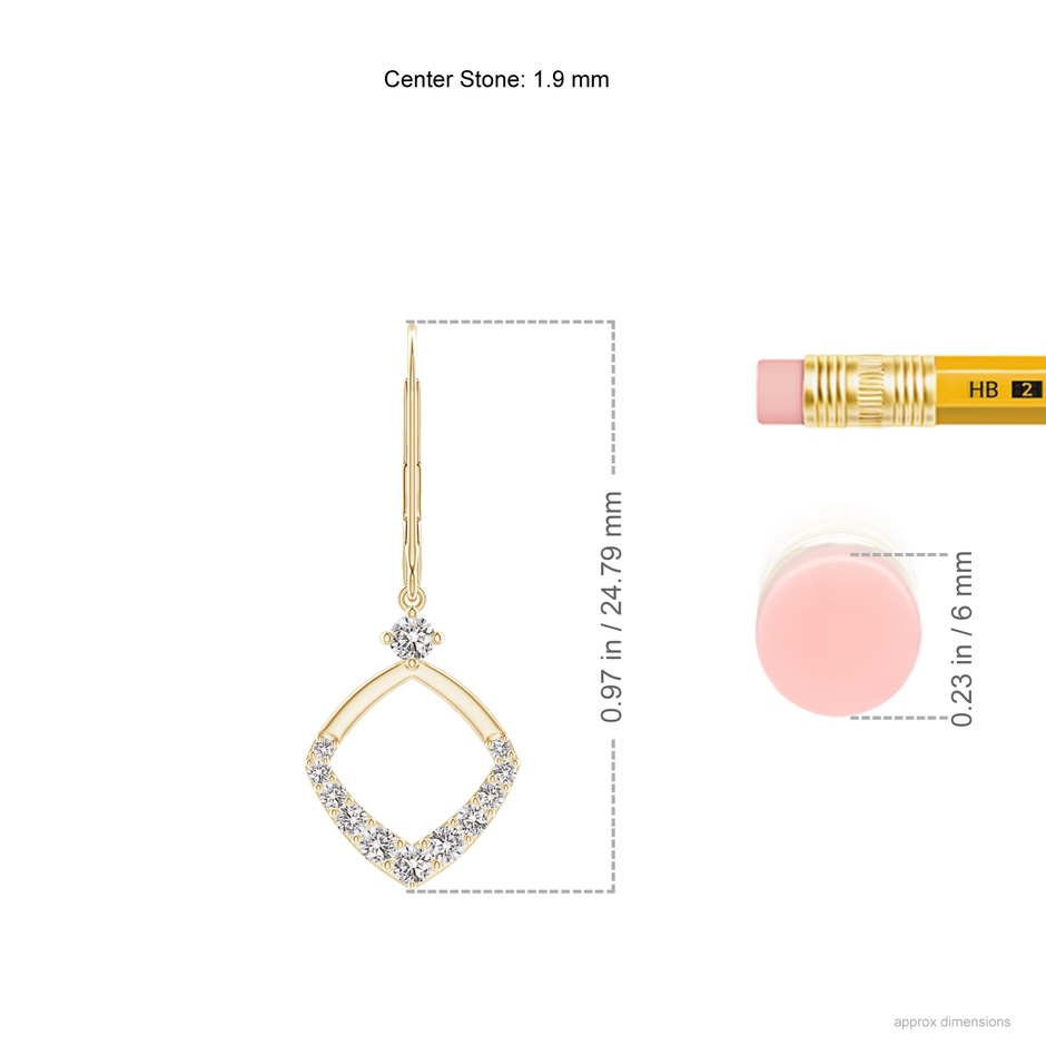 1.9mm IJI1I2 Prong-Set Diamond Rhombus Drop Earrings in Yellow Gold ruler