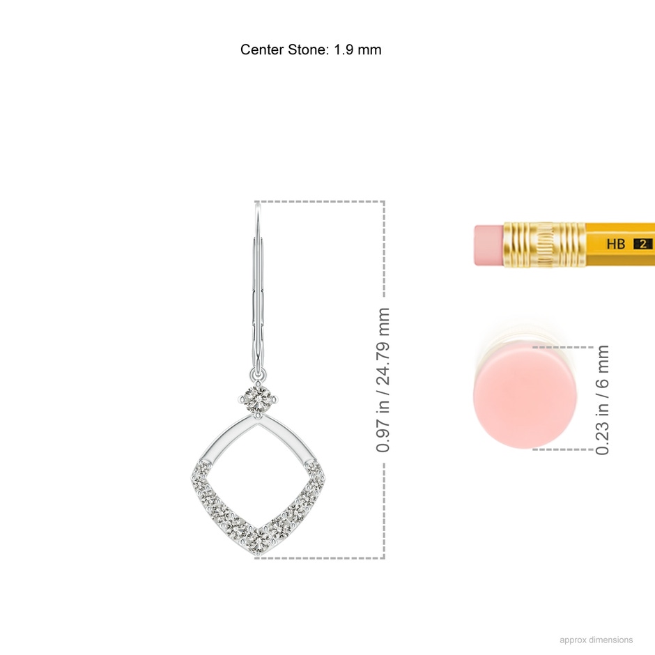 1.9mm KI3 Prong-Set Diamond Rhombus Drop Earrings in White Gold ruler