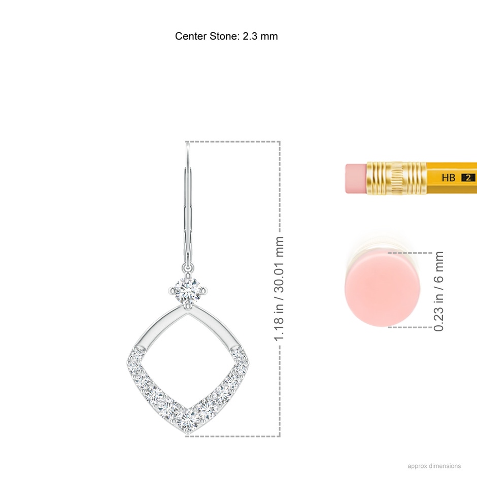 2.3mm GVS2 Prong-Set Diamond Rhombus Drop Earrings in White Gold ruler