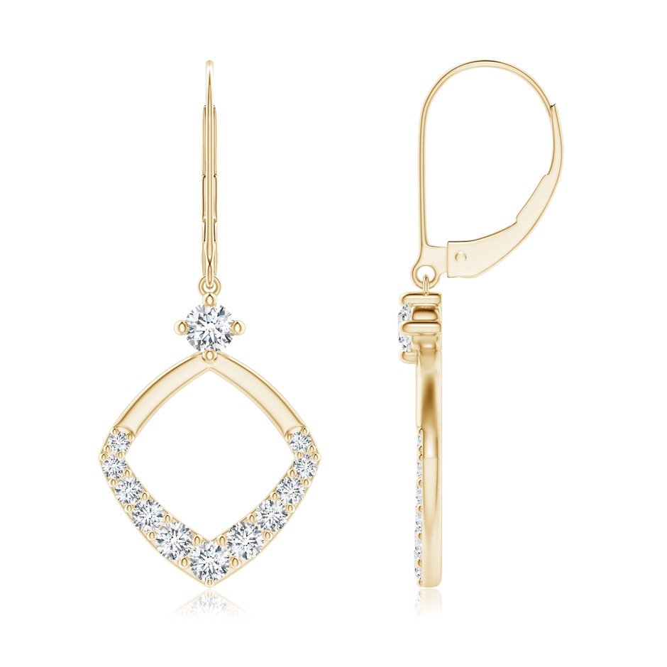 2.3mm GVS2 Prong-Set Diamond Rhombus Drop Earrings in Yellow Gold 