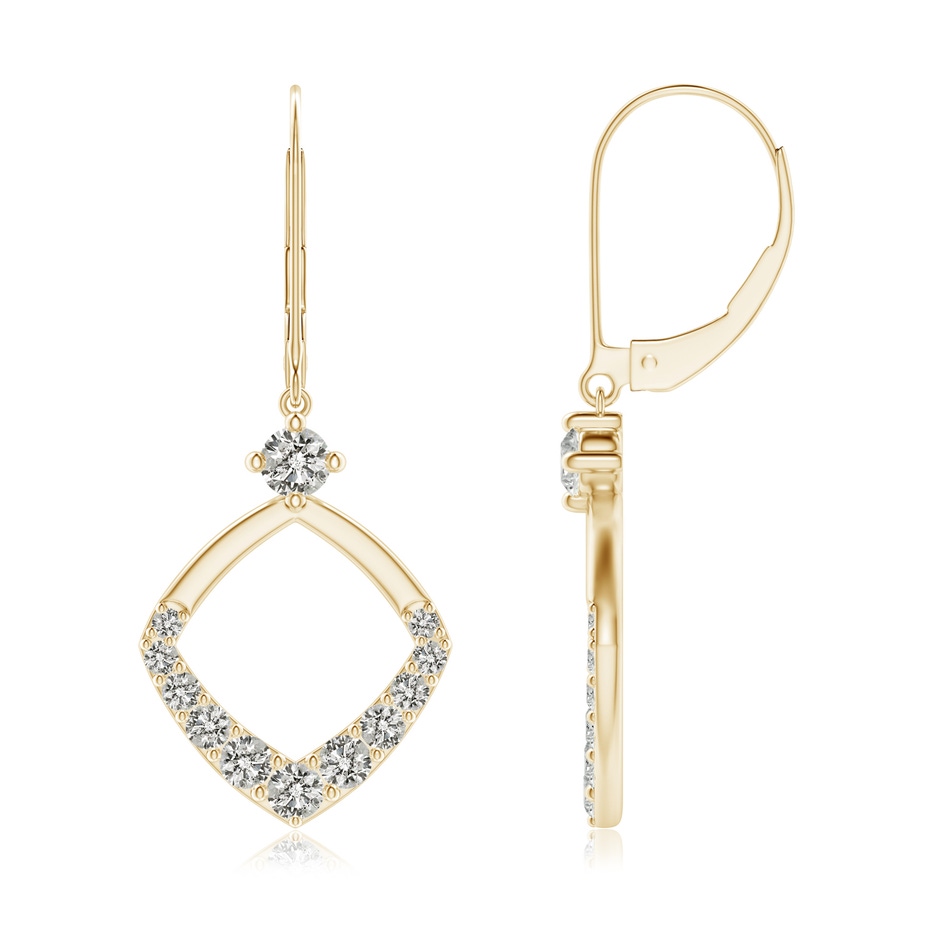 2.3mm KI3 Prong-Set Diamond Rhombus Drop Earrings in Yellow Gold 