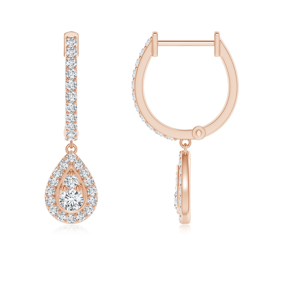 2.2mm GVS2 Diamond Teardrop Hoop Earrings in 9K Rose Gold side 199