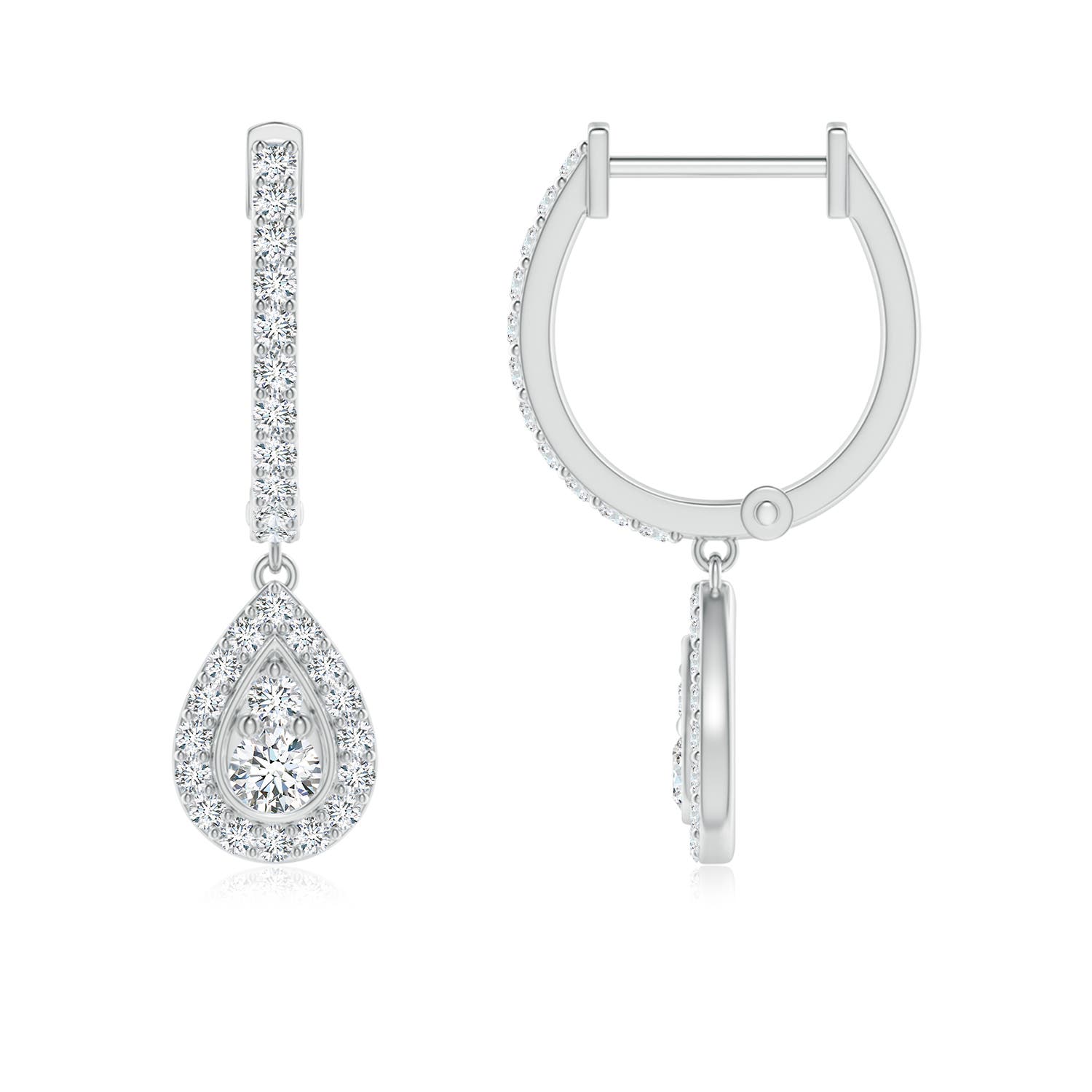 2.2mm GVS2 Diamond Teardrop Hoop Earrings in P950 Platinum