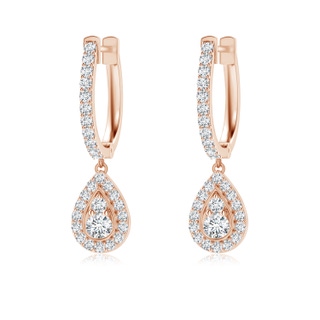 2.2mm GVS2 Diamond Teardrop Hoop Earrings in Rose Gold