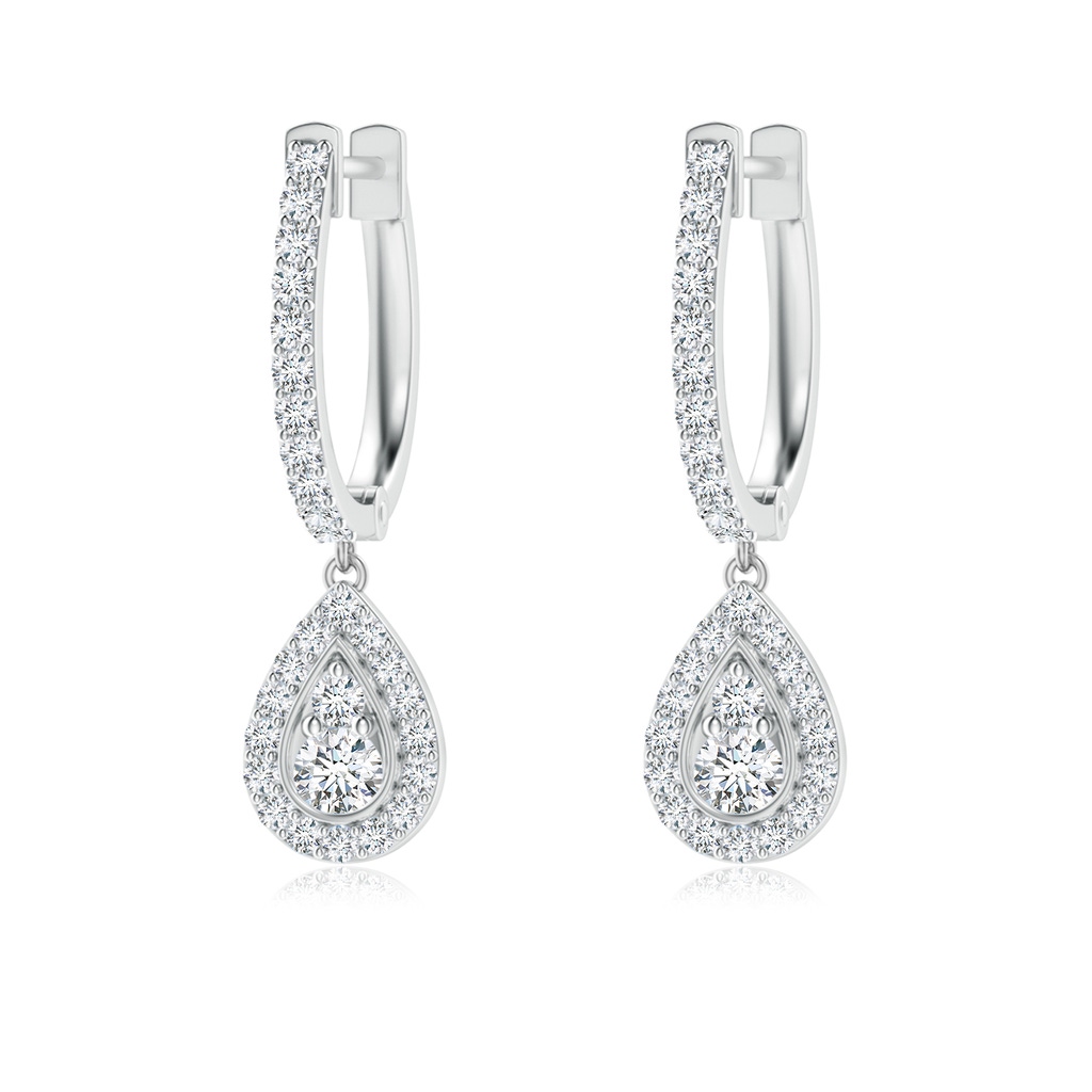 2.2mm GVS2 Diamond Teardrop Hoop Earrings in White Gold