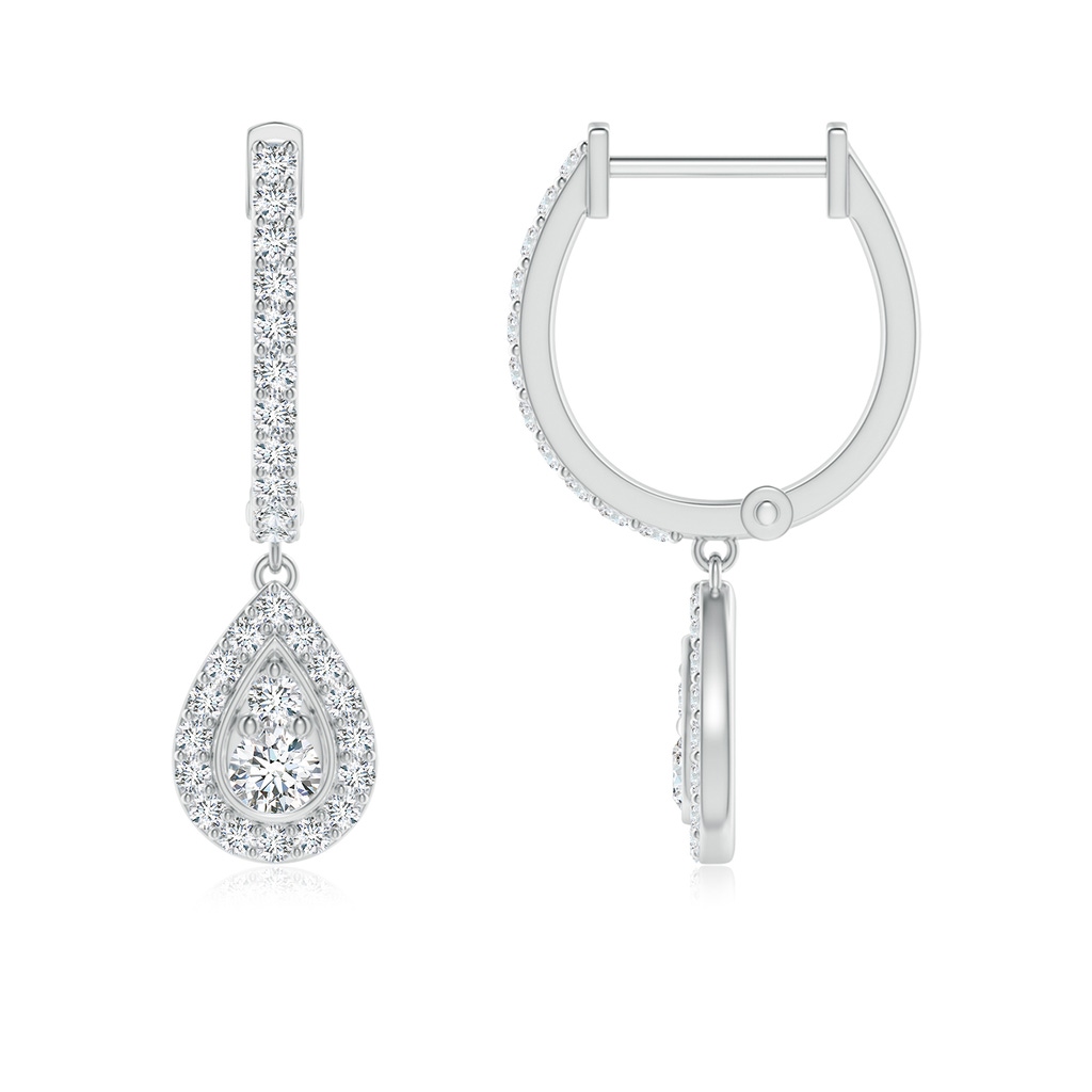 2.2mm GVS2 Diamond Teardrop Hoop Earrings in White Gold - side 199