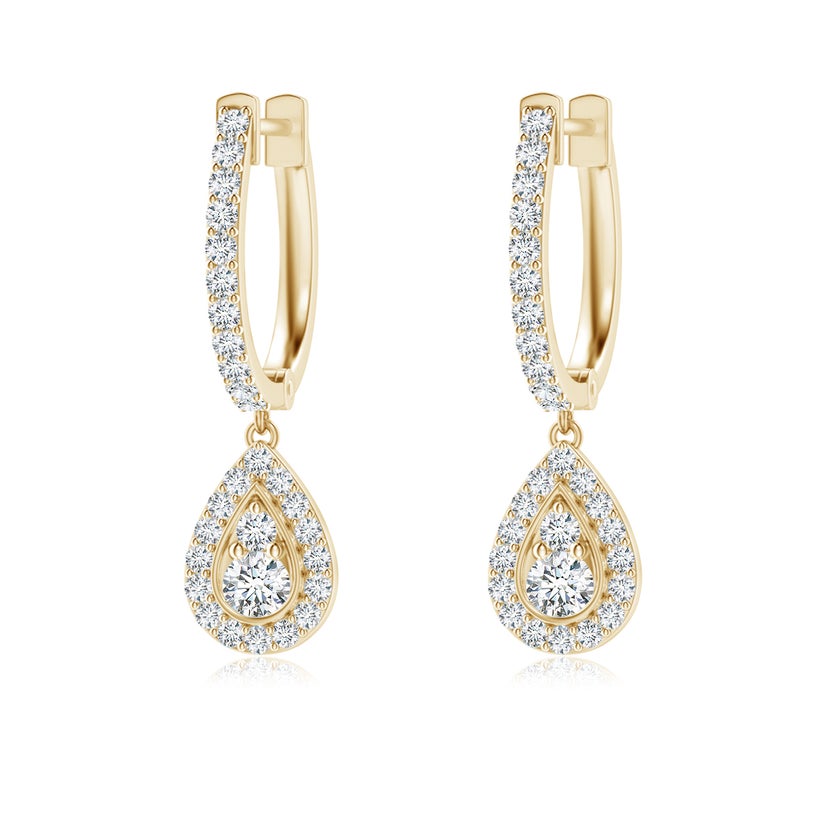 MDFUN Hoop Dangle Halo Earrings - 18K Gold Plated Cubic Zirconia Drop Earrings For Women