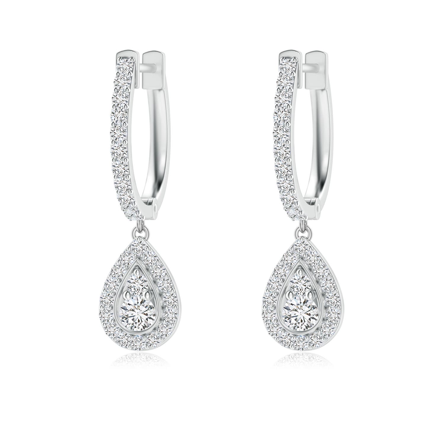 2.2mm HSI2 Diamond Teardrop Hoop Earrings in P950 Platinum