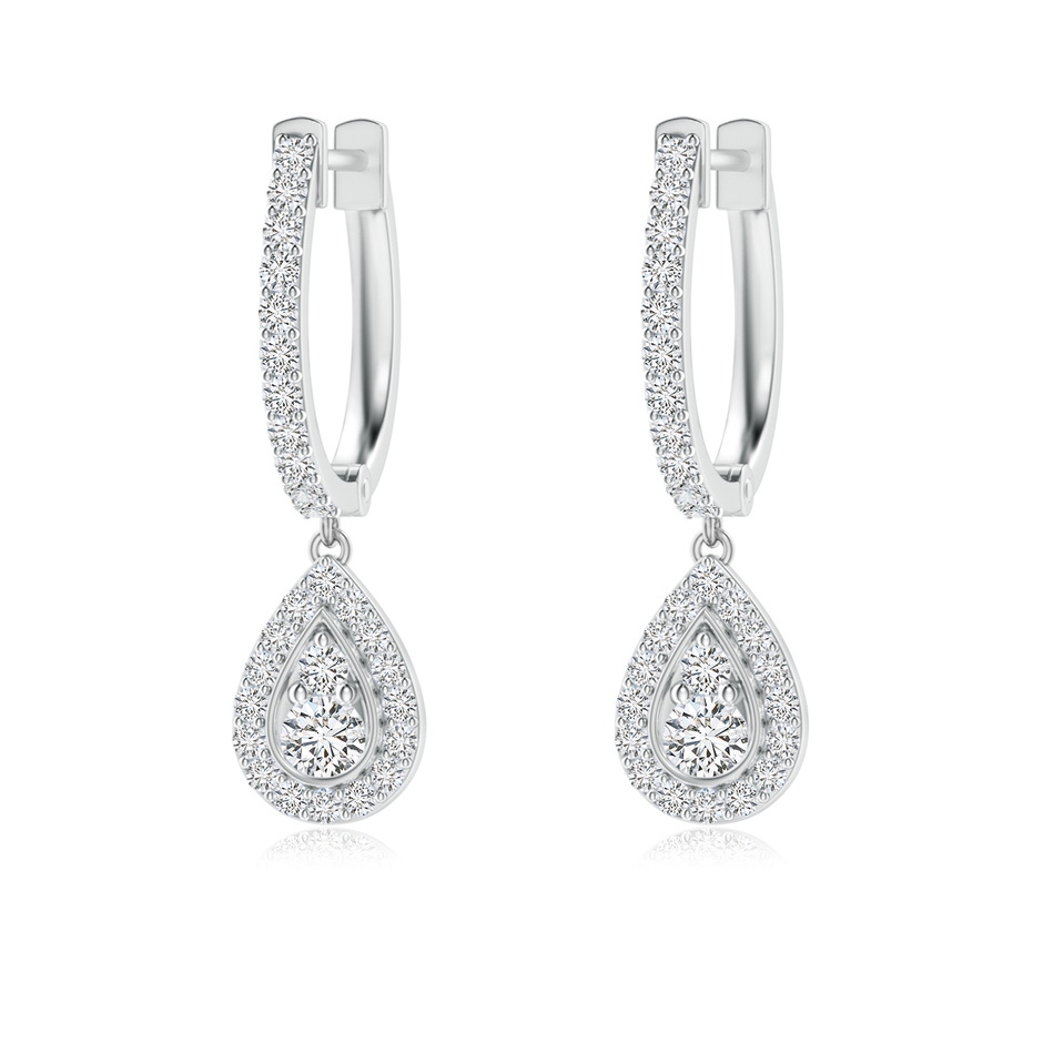 2.2mm HSI2 Diamond Teardrop Hoop Earrings in White Gold 