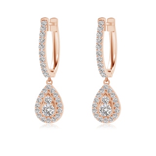 2.2mm IJI1I2 Diamond Teardrop Hoop Earrings in 9K Rose Gold