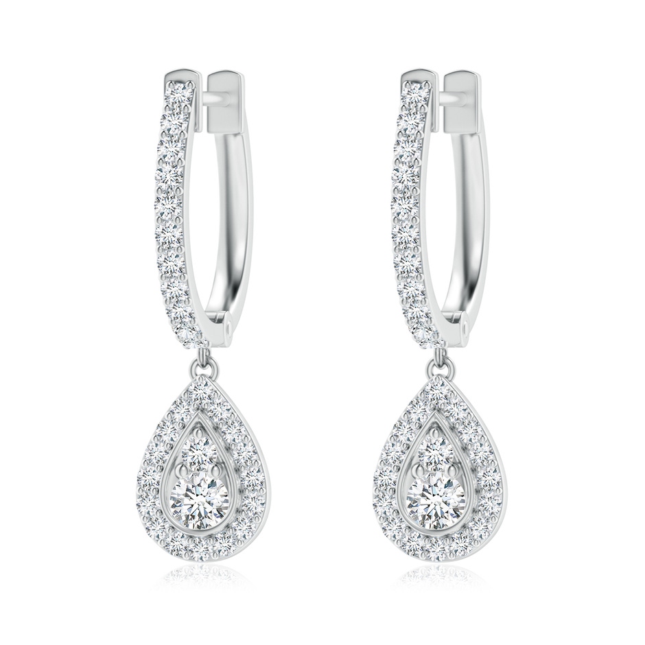 2.6mm GVS2 Diamond Teardrop Hoop Earrings in White Gold 