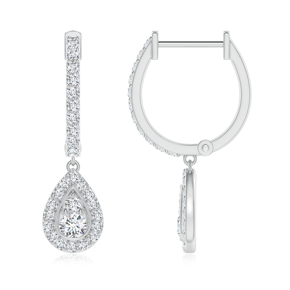 2.6mm GVS2 Diamond Teardrop Hoop Earrings in White Gold side 199