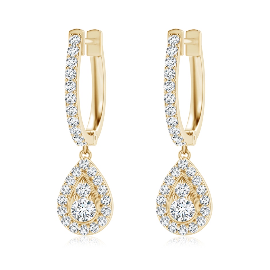2.6mm GVS2 Diamond Teardrop Hoop Earrings in Yellow Gold 
