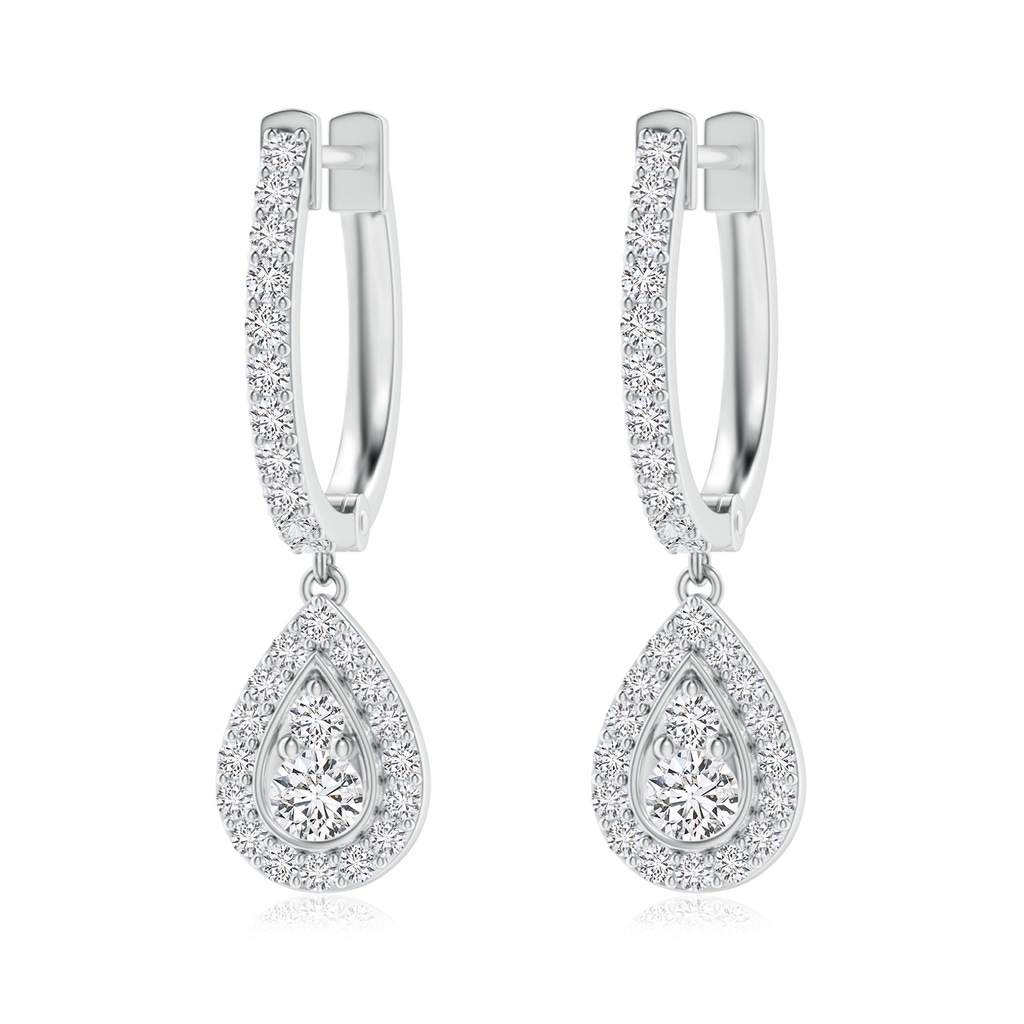 2.6mm HSI2 Diamond Teardrop Hoop Earrings in White Gold 