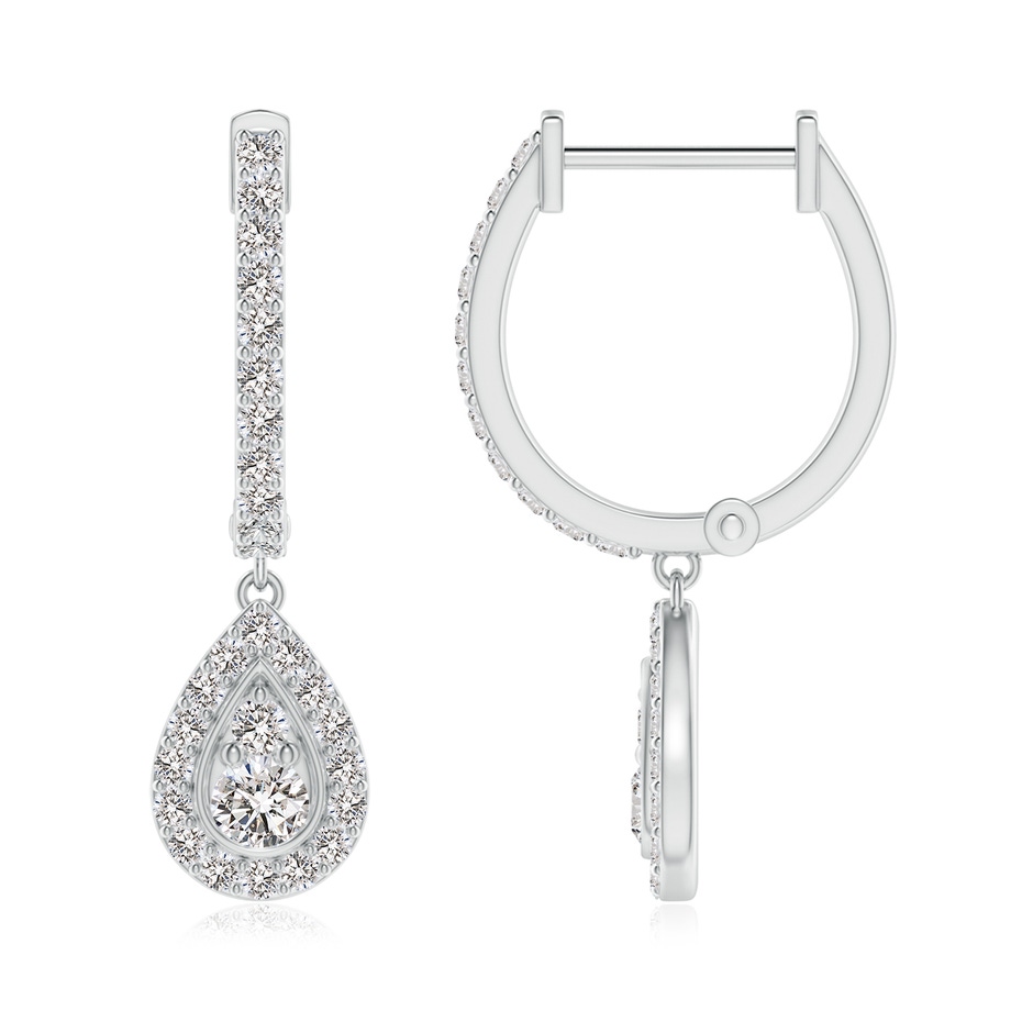 2.6mm IJI1I2 Diamond Teardrop Hoop Earrings in P950 Platinum side 199