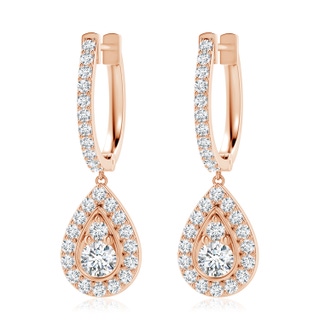 3.8mm GVS2 Diamond Teardrop Hoop Earrings in 18K Rose Gold