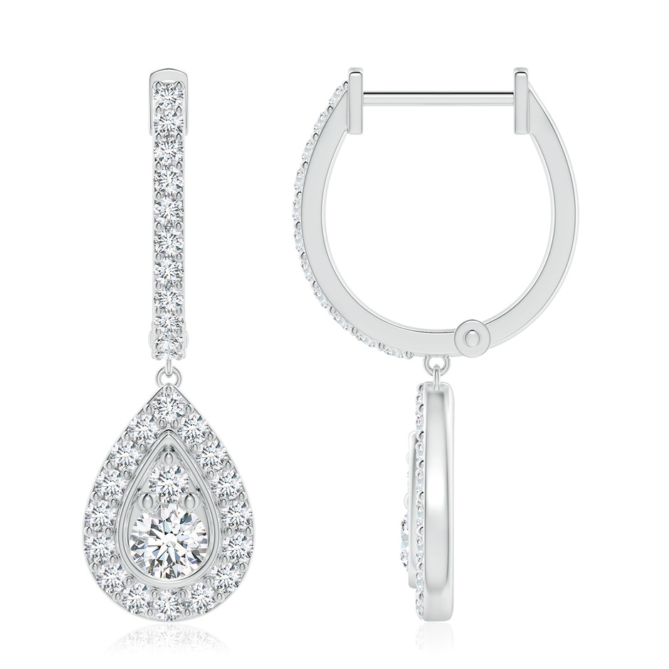 3.8mm GVS2 Diamond Teardrop Hoop Earrings in P950 Platinum side 199