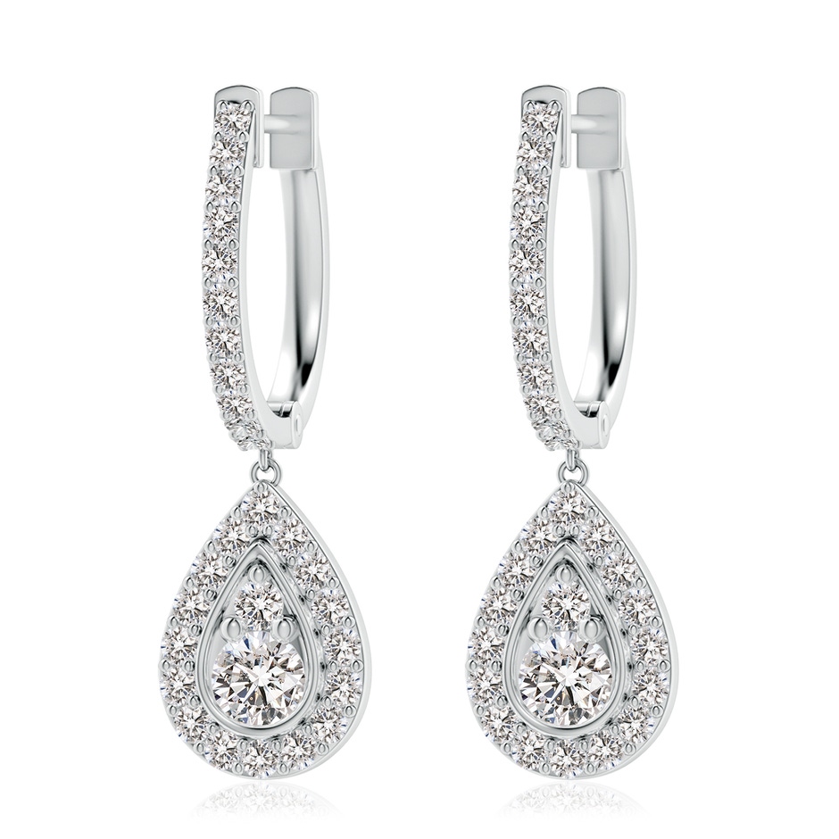 3.8mm IJI1I2 Diamond Teardrop Hoop Earrings in White Gold 