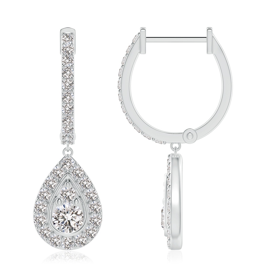 3.8mm IJI1I2 Diamond Teardrop Hoop Earrings in White Gold side 199