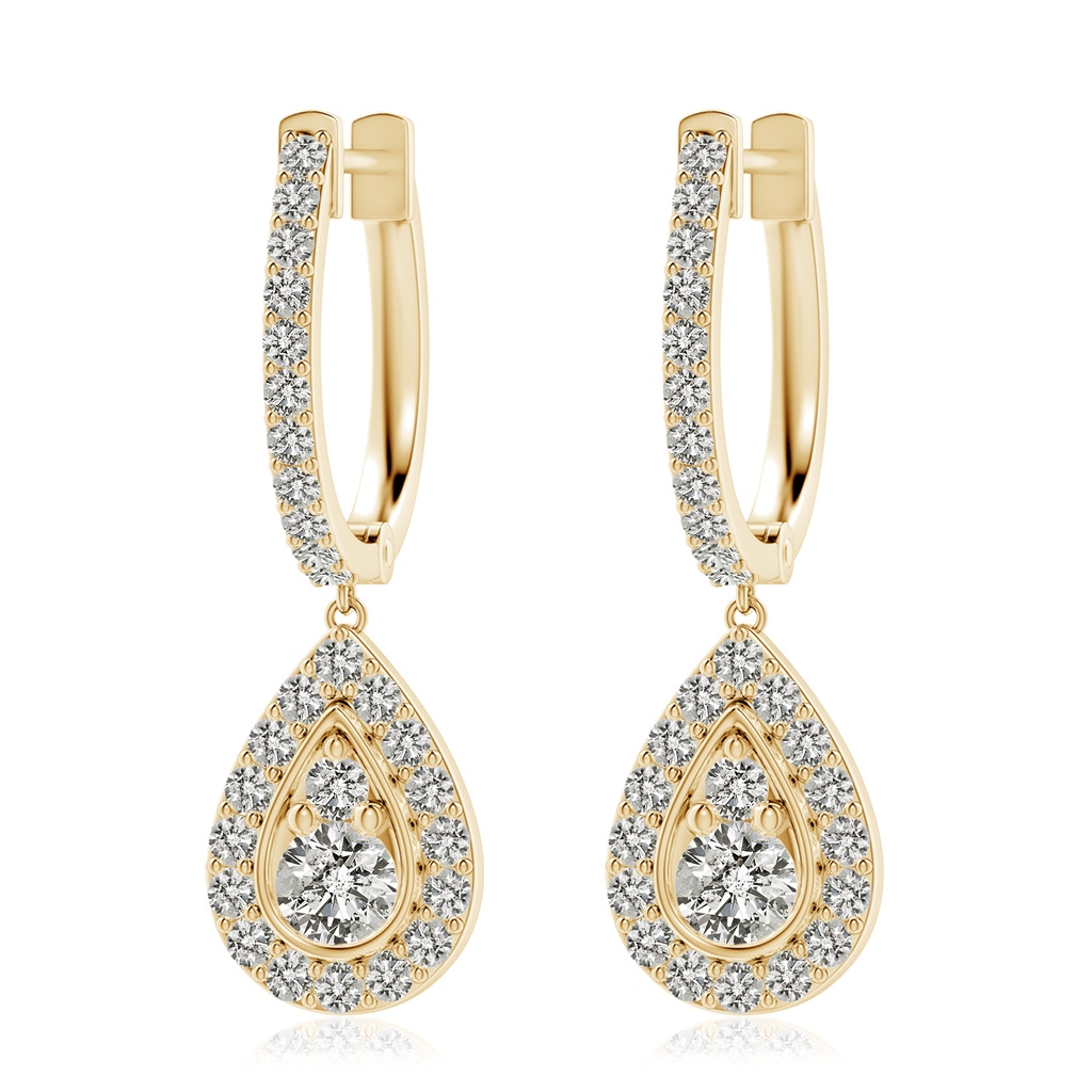 3.8mm KI3 Diamond Teardrop Hoop Earrings in Yellow Gold