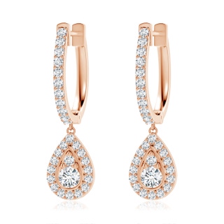 3mm GVS2 Diamond Teardrop Hoop Earrings in Rose Gold