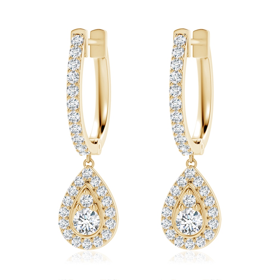 3mm GVS2 Diamond Teardrop Hoop Earrings in Yellow Gold 
